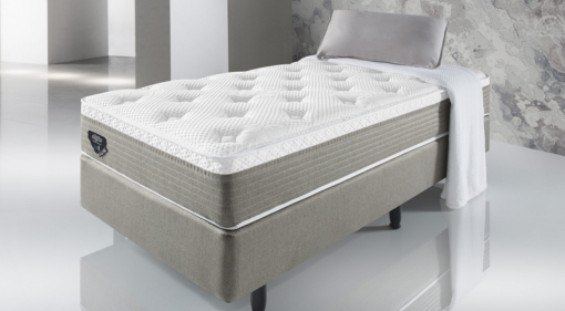 cama box solteiro na cor cinza e branco